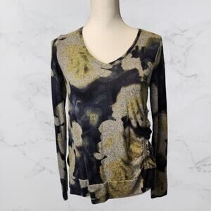 Simply Vera Vera Wang Top Side Ruffle Blue Green Gray XS